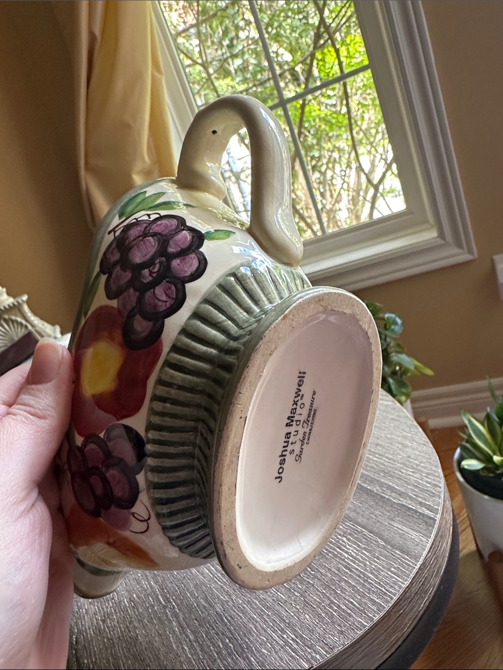 Joshua Maxwell Studio Hand-Painted Ceramic Fruit Gravy Boat. Garden Treasure. - Picture 5 of 6